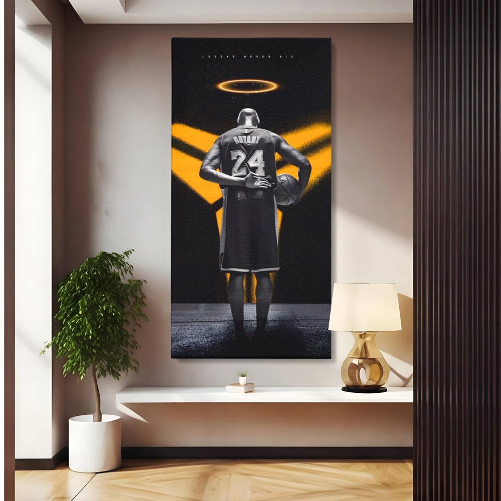 Tablou canvas cu tablou canvas cu baschetbalistul kobe bryant, fara rama, pe sasiu de lemn